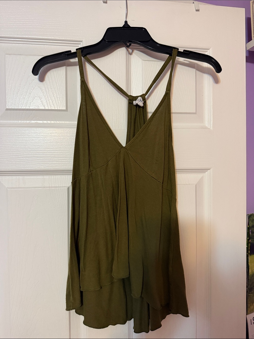 Cloud Chaser Olive Green V-Neck Racerback Swing Camisole